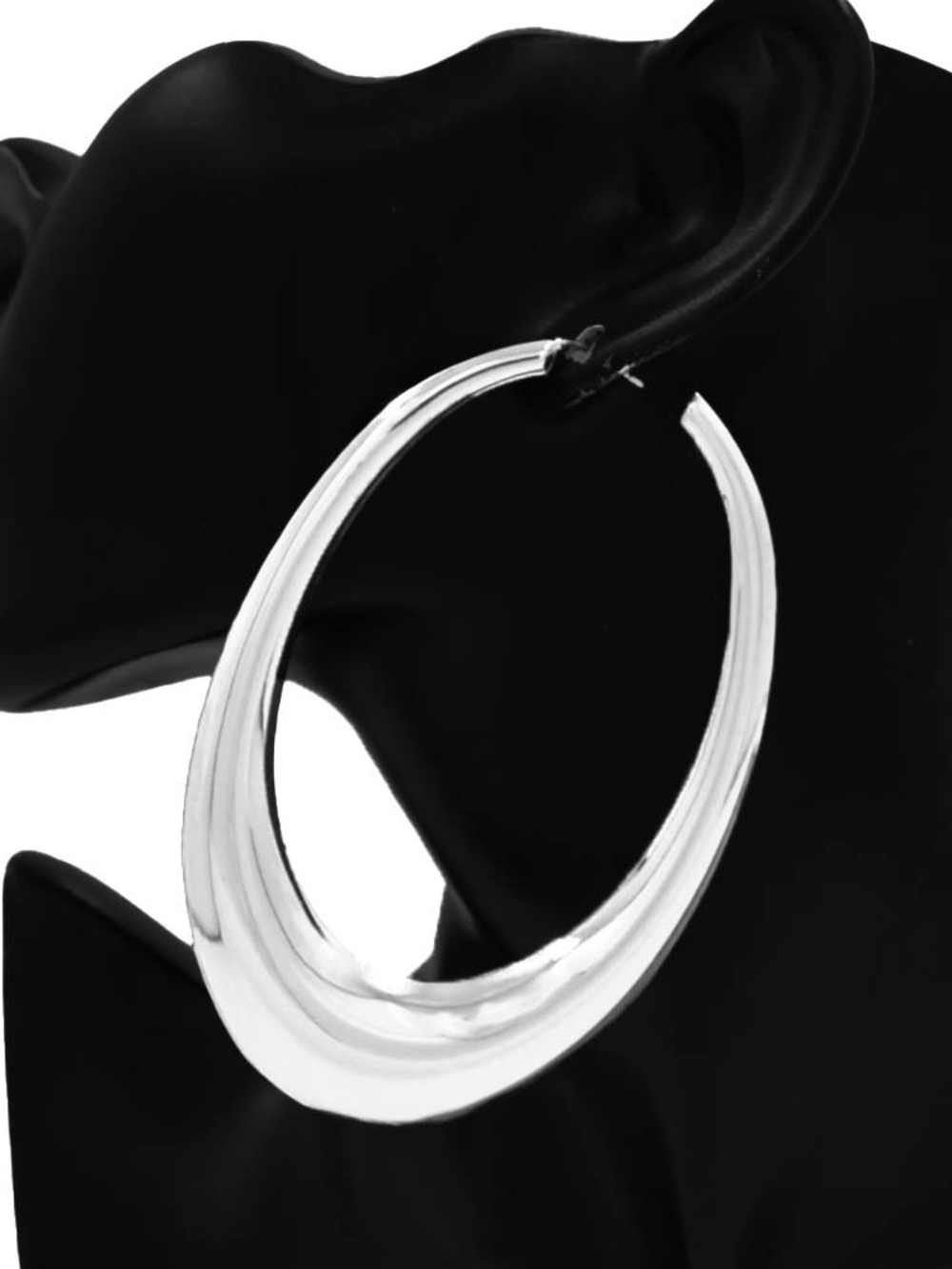 Silver Hoop Earrings Oversized Oval Bold Casual Metal Statement Fashion Jewelry